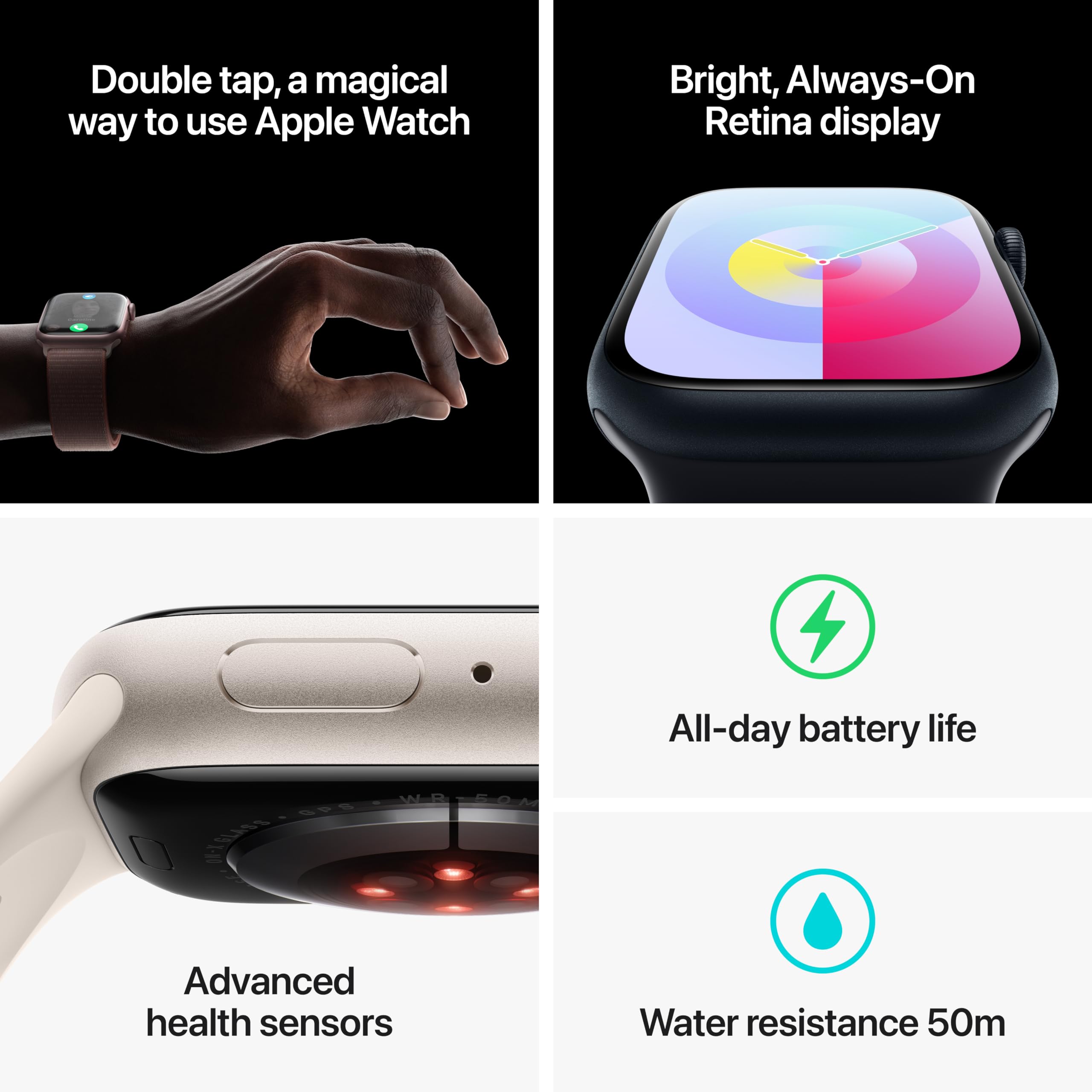 Apple Watch Series 9 (GPS) 45mm Aluminum Case with Light Pink Sport Band - M/L - Pink - MR9H3LL/A