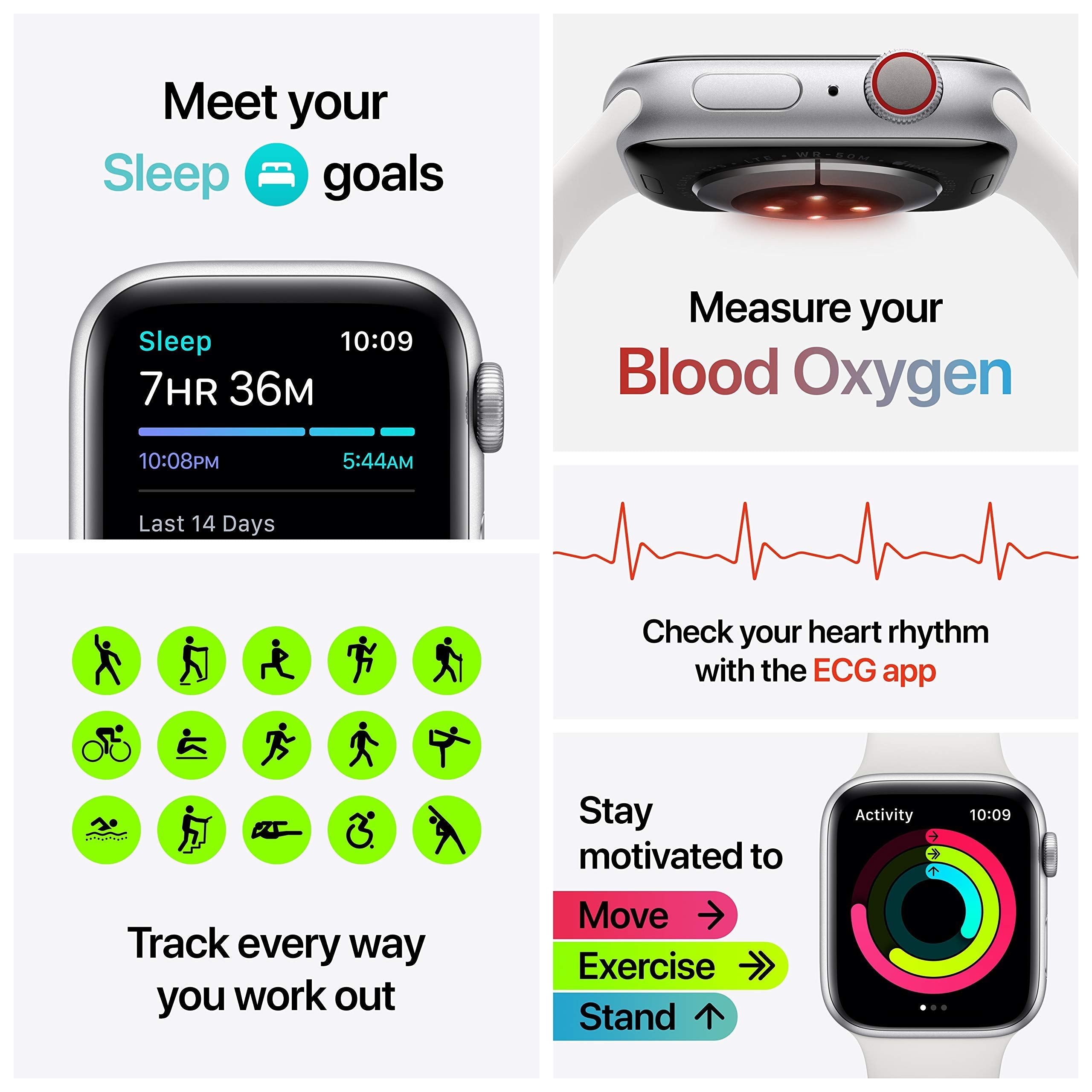 Apple Watch Series 6 (GPS + Cellular, 44mm) - Graphite Stainless Steel Case with Black Sport Band - M07Q3LL/A
