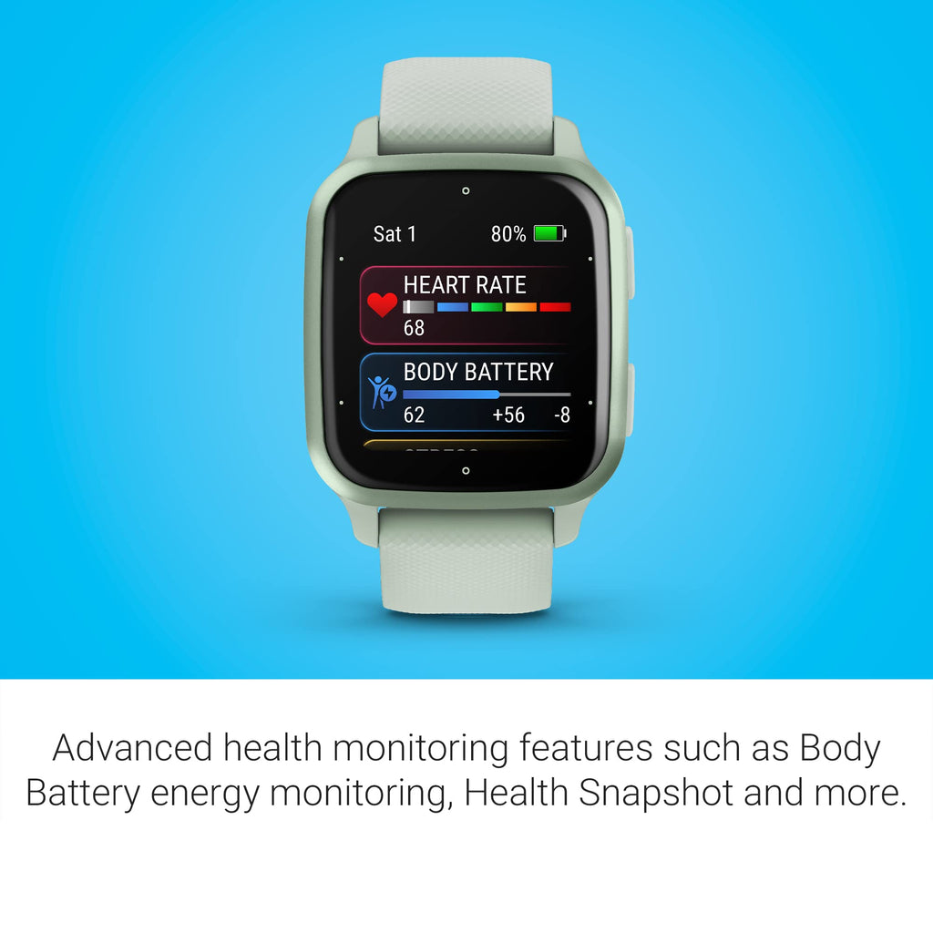 Garmin Venu Sq 2 GPS Smartwatch ƒ?? 40mm ƒ?? Cool Mint Case with Cool Mint Silicone Band ƒ?? 010-02701-02