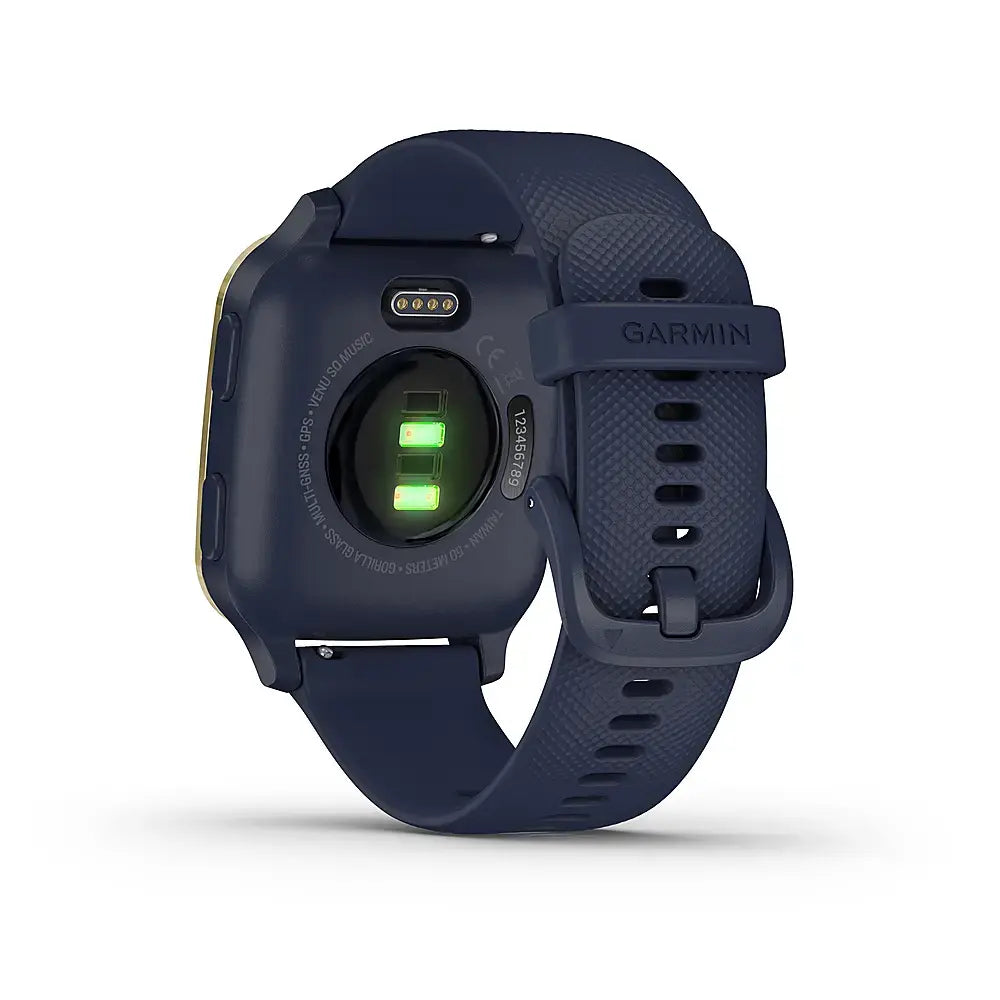 Garmin Venu Sq Music Edition GPS Smartwatch ƒ?? 33mm Navy Case with Light Gold Bezel ƒ?? 010-02426-02