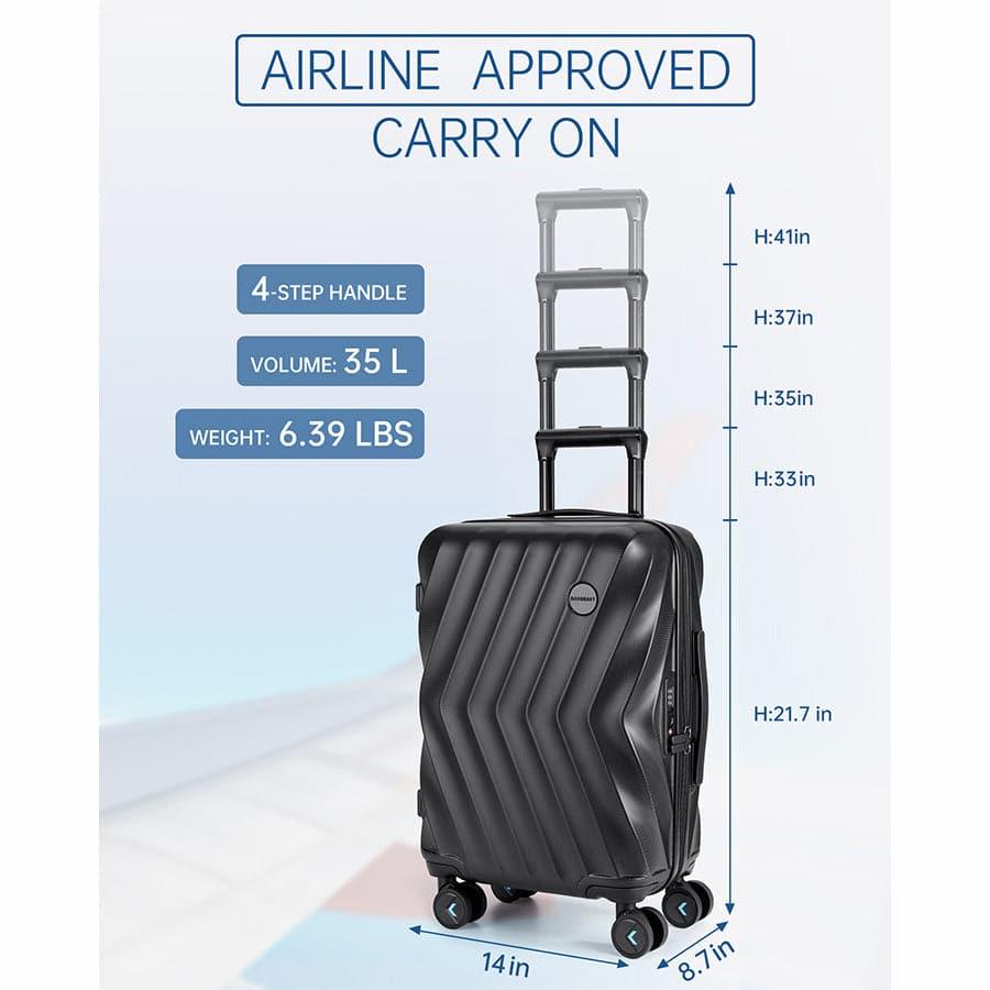Globetrotter 20" Hardside Rolling Carry-on Stylish Suitcase