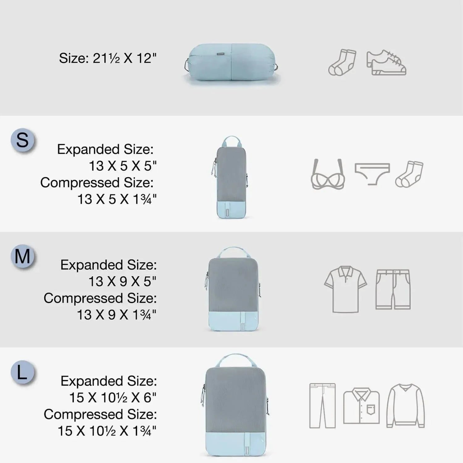 Compression Packing Cubes Part of Faro Travel Set