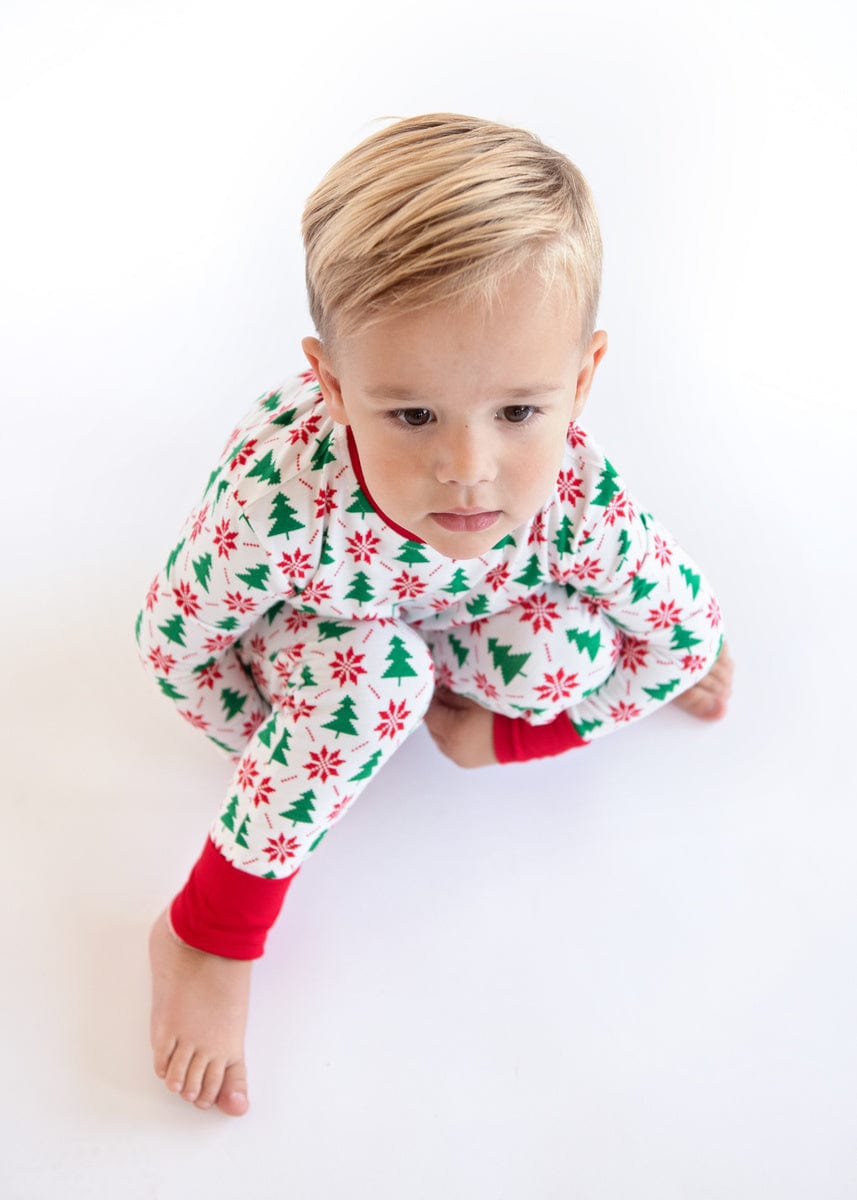 Snug-Fitting Unisex Toddler Matching Set - Poinsettia and Tree