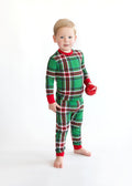 Snug-Fitting Unisex Toddler Matching Set - Green Plaid