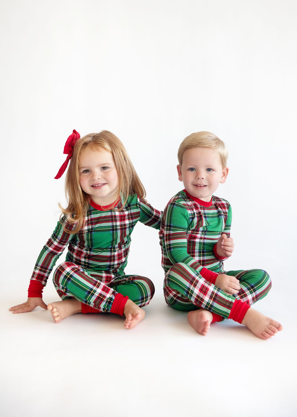 Snug-Fitting Unisex Toddler Matching Set - Green Plaid