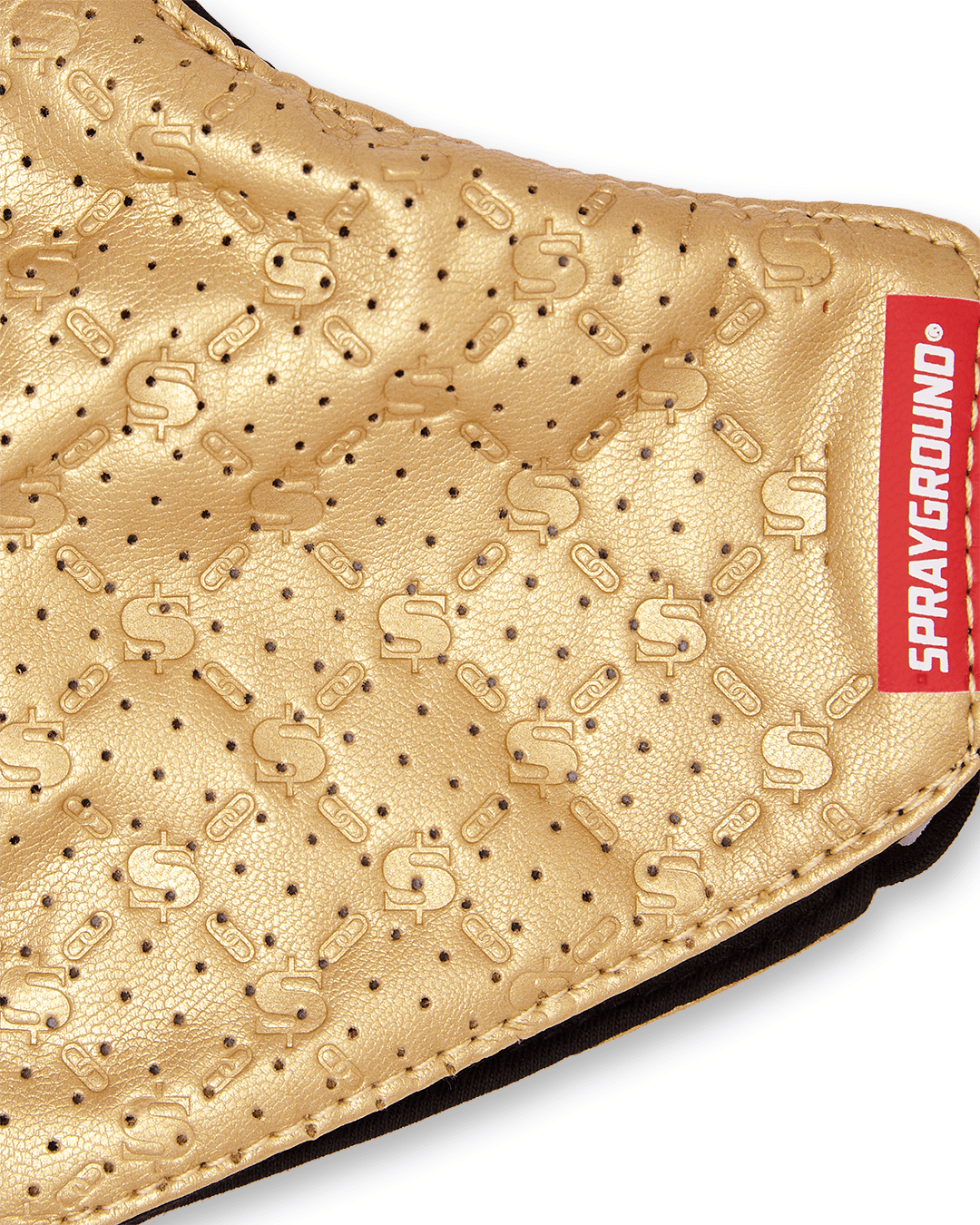 GOLD MONEY PATTERN VEGAN LEATHER FACE MASK